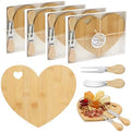 4 Set Heart Cheese Board Bridal Baby Shower Favor with Knife Fork, Thank You Gift Box, Mini Charcuterie Board, Bridal Shower Prizes, Wedding Favors, Baby Shower Game Winners, Valentines, Housewarming by Unknown