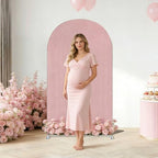 Double-Sided Arch Frame Fabric Cover Beige White Ripples Arched Panel Stand Cover for Wedding Birthday Baby Shower Parties Decoration (Pink-HP462,3X6.5ft) - Image 2