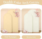 Ivory and Champagne Arch Backdrop Cover Set of 2 Birthday Party Arch Covers 7.2 and 6ft Wedding Arch Cover Stretchy Backdrop Bridal Baby Shower Ivory Arch Covers Spandex - Image 2