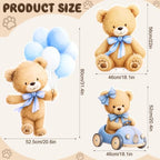 3 PCS Large Teddy Bear Baby Shower Decorations, Blue Bear Gender Reveal Cardboard Cutouts, We Can Bearly Wait Yard Signs Standup Photo Booth Props, Indoor & Outdoor Backdrop Decor - Image 2