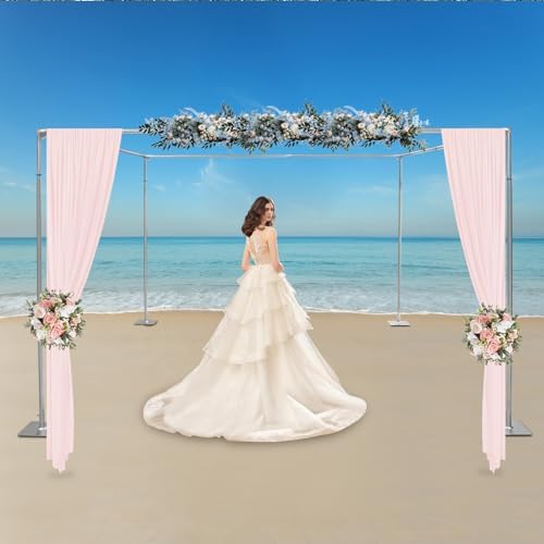 Adjustable Wedding Arches for Ceremony, 4 Post Hardware Kit, Outdoor Wedding Party Stand, 4 Post Backdrop Stand Kit Wedding Decorations Arch Square Backdrop Stand, 9.84 * 9.84 * 9.84ft Silver by TouSuaRSi