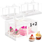 JCD 9 Pcs Cake Cupcake Combo Boxes,1+2 Cupcakes carriers 2 Cupcakes Holes,with 2 Cupcake Holes - Cake and Cupcakes Boxes - Pastry Sweets Bento Box (1+2/9Pcs) by JCD