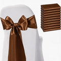 Satin Chair Sashes Bows 50 Pack Universal Polyester Chair Ribbons for Wedding Anniversary Retirement Party Birthday Engagement Banquet Graduation Outdoor Events Decor (Brown, 50 pcs) by JKDMJF