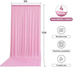 20ft x 12ft Wrinkle Free Pink Backdrop Curtain for Parties, Silky Polyester 4 Panels 12ft Long Photo Backdrop Drapes Back Drop Cloth for Wedding Birthday Party Baby Shower Photography Background - Image 6