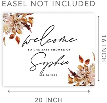 Andaz Press Custom Large Baby Shower Welcome Sign, 16" x 20", Rustic Fall Leaves Personalized Canvas Welcome Sign, Signage Gender-Neutral Canvas Sign for Baby Sprinkle, Fall Baby Shower Decorations - Image 5