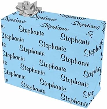 MyPupSocks Custom Wrapping Paper Design for Christmas Initials Name Text Light Blue Birthday Wrapping Paper Set for Girls Boys Kids 3 Rolls 58x23 inch by MyPupSocks