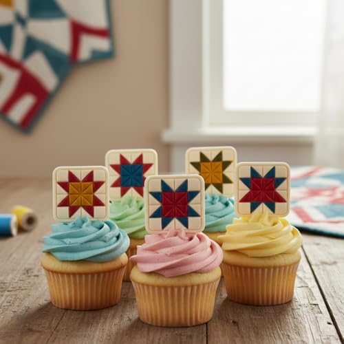 BAKERLOGY LeMoyne Star Quilt Block & Woven Star Quilt Block Mini Cookie Cutters & Stamps Set (2pcs) – Patchwork Quilting Fondant Cutter for Sewing & Craft Baking, Biscuit Cupcake Decoration Tool - Image 5