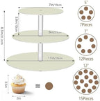 J JOYSAY Beige Pattern Acrylic Cupcake Stand 3 Tier Dessert Table Display Set Clear Cake Stands for Wedding Party Baby Shower Decorations Easy Assembly Donut Tower - Image 3