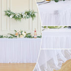6 Pack 6ft White Table Cloths Rectangle Tulle Tablecloth Fitted White Tablecloths for 6 foot Rectangle Tables Stretch Spandex Table Cover for Parties Wedding Birthday Events Banquet Desk Table Skirt - Image 6
