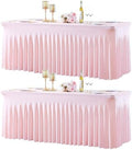 2 Pack Pink Spandex Tablecloths for Rectangle Tables 8 Foot Pink Stretch Table Cloth Rectangle 8ft Elastic Fitted Table Cover with Skirt for Wedding Baby Shower Girl Birthday Party Banquet Buffet by Suppromo