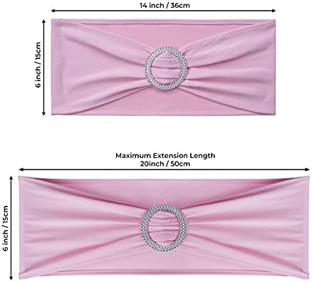 Babenest 50PCS Spandex Chair Sashes Bows with Buckle for Wedding Deco, Pink - Image 6