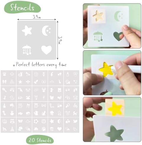 97 Pcs Baby Shower Game Sign Set Includes Decorative Square Signs 56 DIY Blank Wooden Blocks 20 Fabric Pens Baby Shower Game Prizes. - Image 2