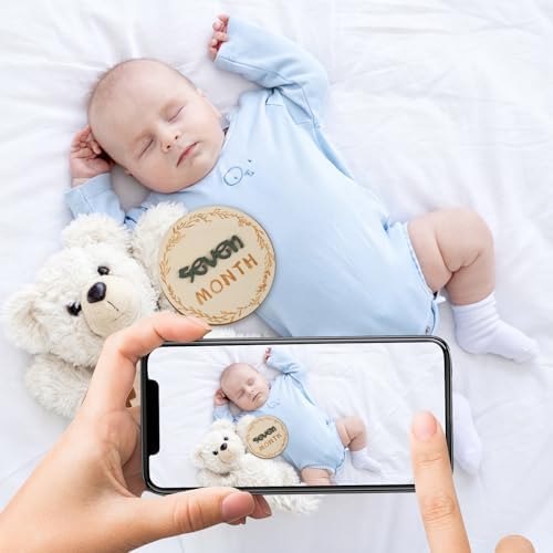 3D Baby Monthly Milestone Wooden Discs Set – 15 Pcs Baby Month Markers for Photos, Hello World Newborn Announcement Sign, My First Holiday Milestones Props Keepsakes - Image 6
