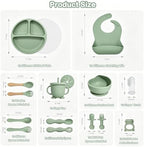 Silicone Baby Feeding Utensils Set for 6+ Months, 17 Pcs, Green - Image 2