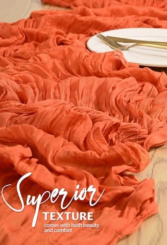30 Pack Cheesecloth Table Runner 10FT Orange Table Runner Boho Gauze Cheese Cloth Table Runners Long Rustic Sheer Table Decorations for Wedding Party Baby Bridal Shower Birthday Holiday Home - Image 4