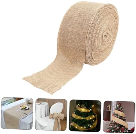 Beige Jute Cloth Ribbon Roll for Crafts Xmas Halloween Season - Image 6