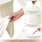 2 Pack Ivory Round Spandex Tablecloths, 6FT/72In Stretchy Table Cloth with Skirt, Washable Fitted Tablecloth, Circle Wrinkle Free Table Cover for Wedding Party Dining Banquet Event - Image 4