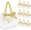 EQOREIIN 100 Pack Small Thank You Gift Bags with Handles & Ribbon, White by EQOREIIN
