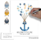 Anchor Fingerprint Poster with Ink Pads and Pen for Nautical Baby Shower, Anchor Themed Baby Shower Thumbprint Guestbook Alternative, Sea Theme Nursery Decor (Navy Blue, 11x14 Inches) - Image 5