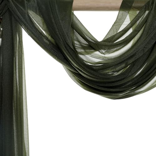 Pack of 5 Yard Chiffon Drapery Fabric, 60" Wide, Multiuse - Olive Green - Image 6
