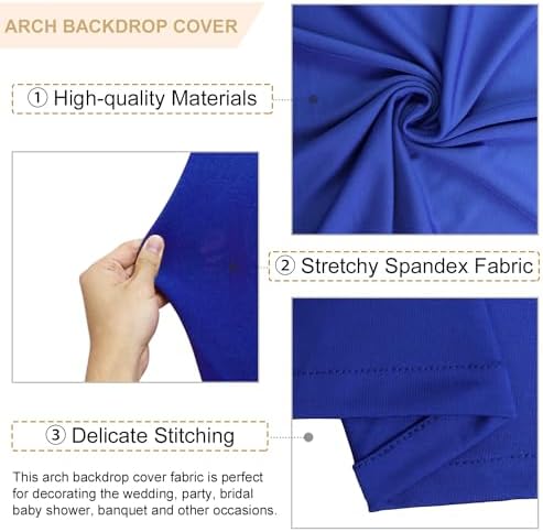 7.2FT Arch Backdrop Cover Royal Blue Spandex Arch Cover Chiara Round Top Arch Cover Backdrop Fabric for Wedding Ceremony Metal Arch Backdrop Stand Cover for Birthday Baby Shower Decorative Supply - Image 3