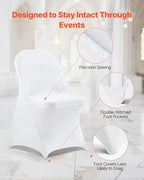 VEVOR Chair Covers, Polyester Spandex Chair Cover, Stretch Slipcovers for Wedding Party Dining Banquet Flat-Front Chair Covers (White-c, 150PCS) - Image 6