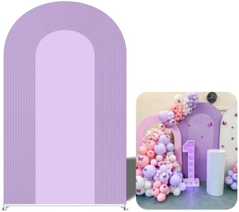 Ripples Arch Backdrop Cover Spandex Background for Baby Birthday Baby Shower Wedding Party Decoration (Pureple Ripples,7.2x4ft) by Unknown