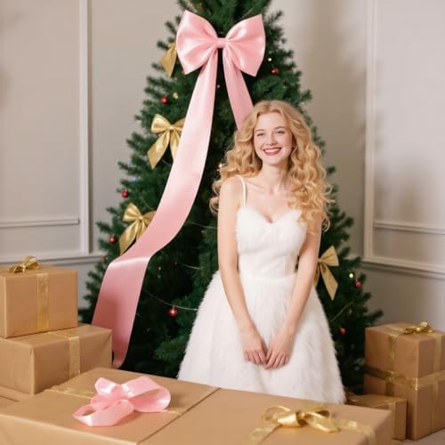 Jumbo Blush Pink Satin Ribbon Bow - Stunning Wall Hanging for Birthday, Baby Shower, Wedding & Festive Party Supplies (Pink) - Image 7
