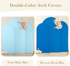Baby Blue and Royal Blue Arch Cover 3 Set-7.2FT, 6.6FT, 6FT Arch Backdrop Cover Spandex Fitted 2- Color Fabric Stand Covers for Baby Shower Boy Birthday Party Wedding Photo Background Decorations - Image 4