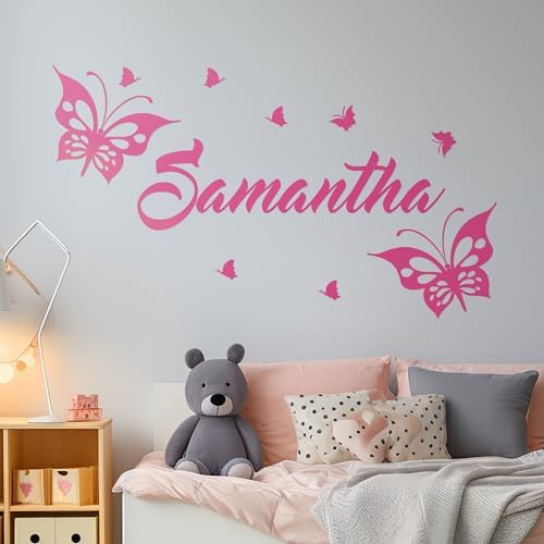 CRYPTONITE Butterflies Baby Room Decor | Custom Name Wall Decal | Butterfly Decorations for Bedroom | Fully Customizable and Non-Toxic | Nursery Wall Decal (Wide 32"x 20" Height) by Cryptonite
