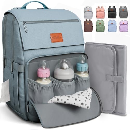 Baby Shower Gifts Diaper Bag Backpack - Large Capacity Baby Bag Backpack, Wide Opening & Easy Access Stylish Baby Diaper Bag - Waterproof, Durable, Travel-Friendly Organizer w/ Foldable Changing Pad by Pillani