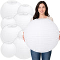8 Pcs 16/30 Inch Large White Paper Lanterns Jumbo Hanging Party Decorations by Conderyang
