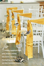 fani 60 PCS Satin Chair Sashes, 7x78 Inch, Gold - Image 6