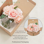 WELL KNOWN Artificial Flowers with Vase, Pink Silk Rose Artificial Flowers - Image 7