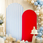 FYSUIMU 2 Pcs Blue White Striped Red Solid Arch Backdrop Covers Stretchy Spandex Arch Stand Fabric Cover for Patriotic Baby Shower Birthday Party Decoration (5ft/6ft) - Image 4