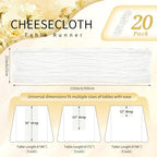 20 Pack Ivory White Cheesecloth Table Runner Wedding Birthday Table Decor - Image 2