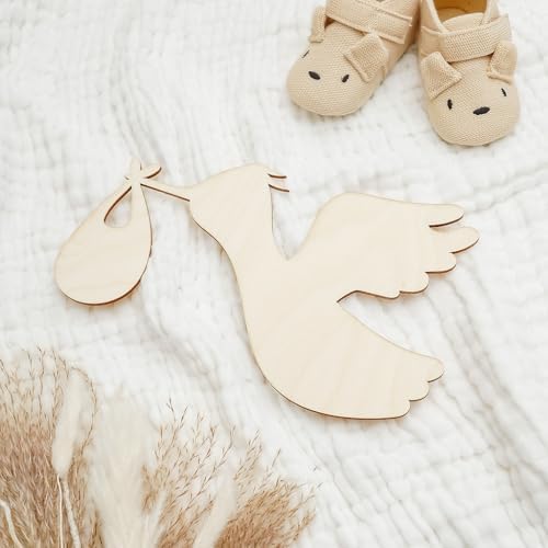 DIY Stork Baby Shower Decorations 18-inch, 1/4 inch Thick, Pack of 3 Pregnancy Announcement/Baby Announcement Sign Prop for Nursery Decor, by Woodpeckers - Image 4