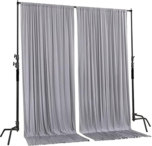 AK TRADING CO. 10 feet x 8 feet IFR Polyester Backdrop Drapes Curtains Panels with Rod Pockets - Wedding Ceremony Party Home Window Decorations - Silver - Image 2