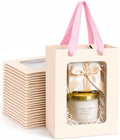 VAGREEZ Gift Bags with Clear Window, Reusable Small Medium Kraft Transparent Window Paper Bags with Handles in Assorted Colors and Bulk Pack for Party, Wedding, Birthday and Small Business, Blush Cream / Small / 30 Pack by VAGREEZ