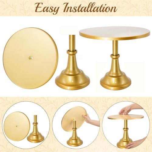 3 Pcs Metal Cake Stand Set 8/10/12 inch Gold Dessert Table Display - Image 4
