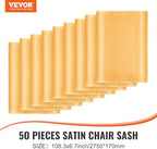 VEVOR Stretch Spandex Chair Sashes Bows, Slipcover and Sash, Elastic Bands, Fitting Wedding, Holiday, Banquet, Party, Celebration Chair Decoration (50 PCS Gold) - Image 2