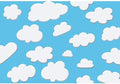 Laeacco 10x6.5ft Cartoon Blue Sky White Clouds Background Cute Clouds Birthday Party Background Newborn Baby Shower Dessert Table Banner Boy Baby Shower Party Decoration Photo Studio by Laeacco