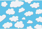 Laeacco 10x6.5ft Cartoon Blue Sky White Clouds Background Cute Clouds Birthday Party Background Newborn Baby Shower Dessert Table Banner Boy Baby Shower Party Decoration Photo Studio by Laeacco