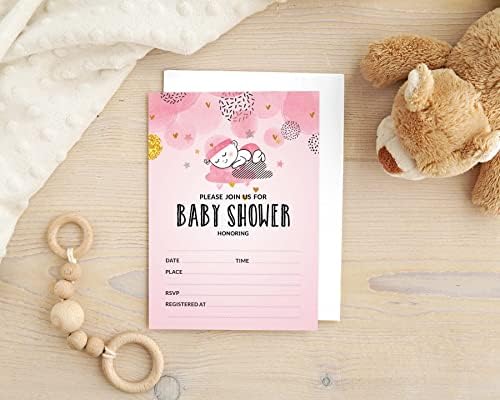 Pack of 30, Boy/Girl Baby Shower Party Collection, Baby Shower Invitation Cards, Fill in the Blank Invites WIth Envelopes, Pink Theme Party Supplies - Image 5