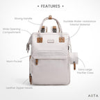 Diaper Bag Backpack, Multifunction Diaper Bag with Changing Station, Stylish Baby Bags, Large Unisex Diaper Backpack for Mom and Dad, Baby Registry Search, Portable Changing Pad – White Beige - Image 2
