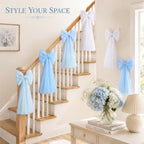 6PCS Large Blue Bows for Backdrop Cute Giant Mesh Bows Hanging Wall Decor - Image 5