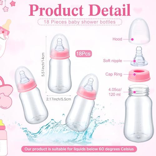 Roowest Bottle Chug Baby Shower Games Favors, Pink, Bear - Image 3