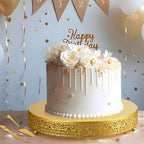 Wenqik 16 Inch Gold Cake Stand Metal Round with Cutter Spatula, Classic - Image 5