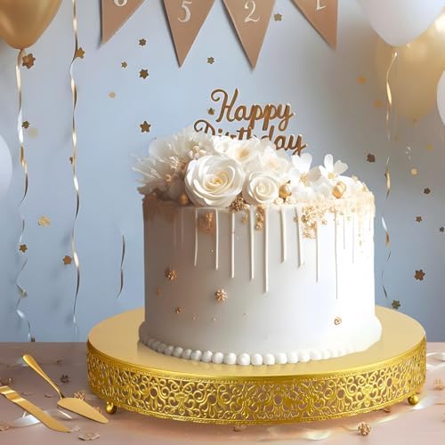 Wenqik 16 Inch Gold Cake Stand Metal Round with Cutter Spatula, Classic - Image 5