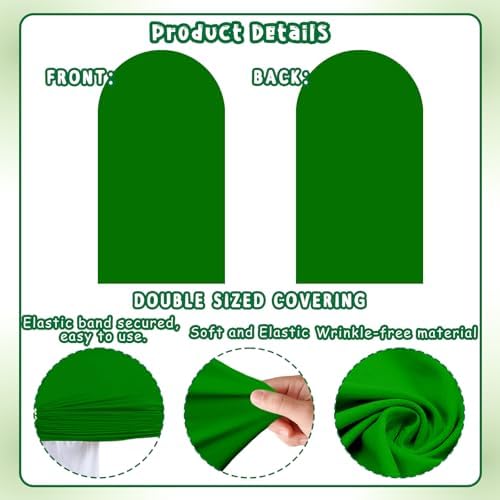 2PCS Arch Backdrop Covers Yellow & Green (7.2ft+6ft), 2 Sided Spandex Fitted Arch Stand Cover Background for Wedding Baby Shower Birthday Bridal Shower Party Decorations(Only Covers) - Image 6